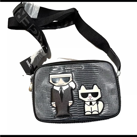 Karl Lagerfeld Womens Camera Bag Crossbody Double Zip Round NWT - Picture 1 of 3